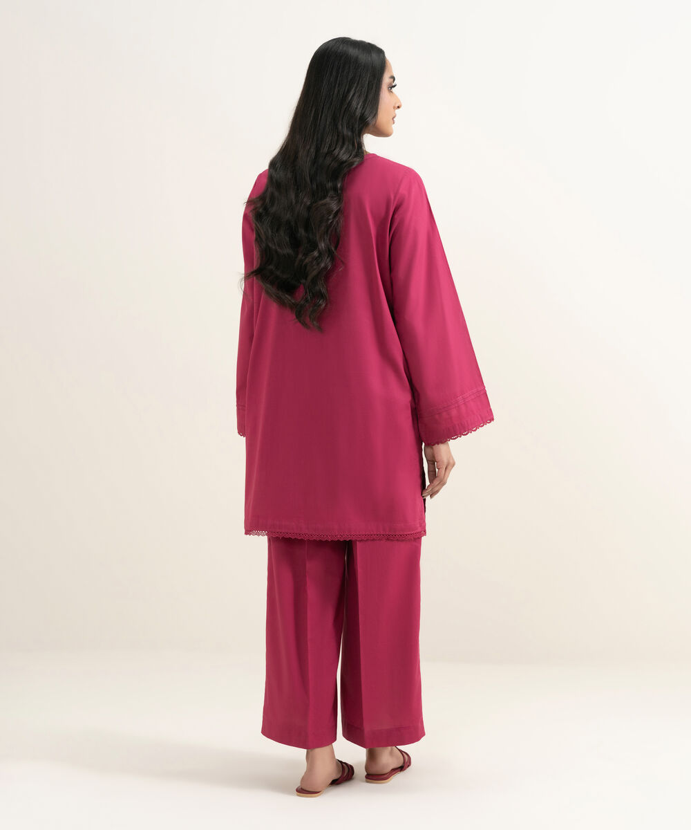 Women's RTW Cambric Solid Pink Straight Shirt