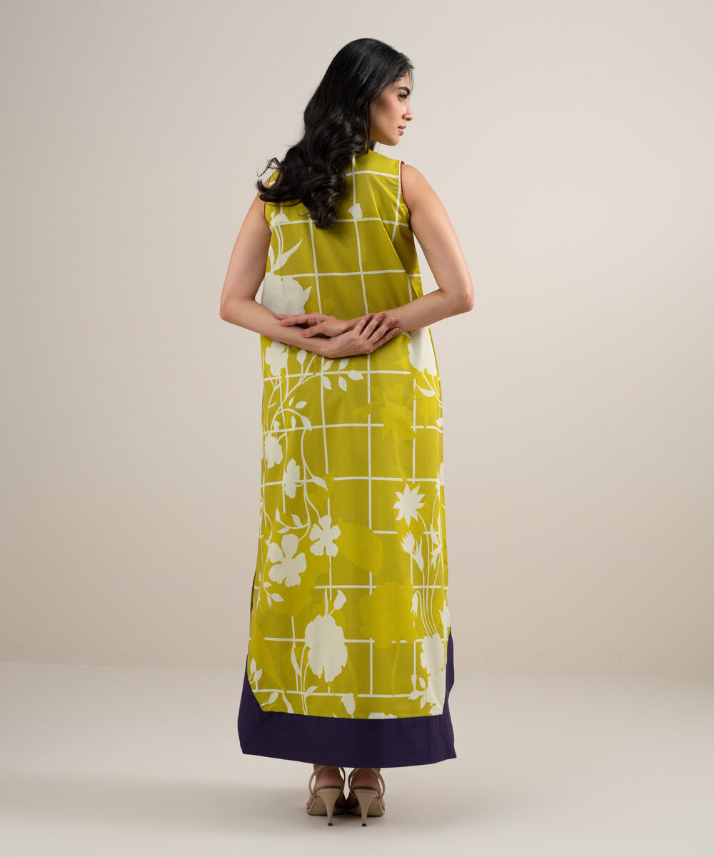 Women's Unstitched Lawn Printed Yellow 2 Piece Suit