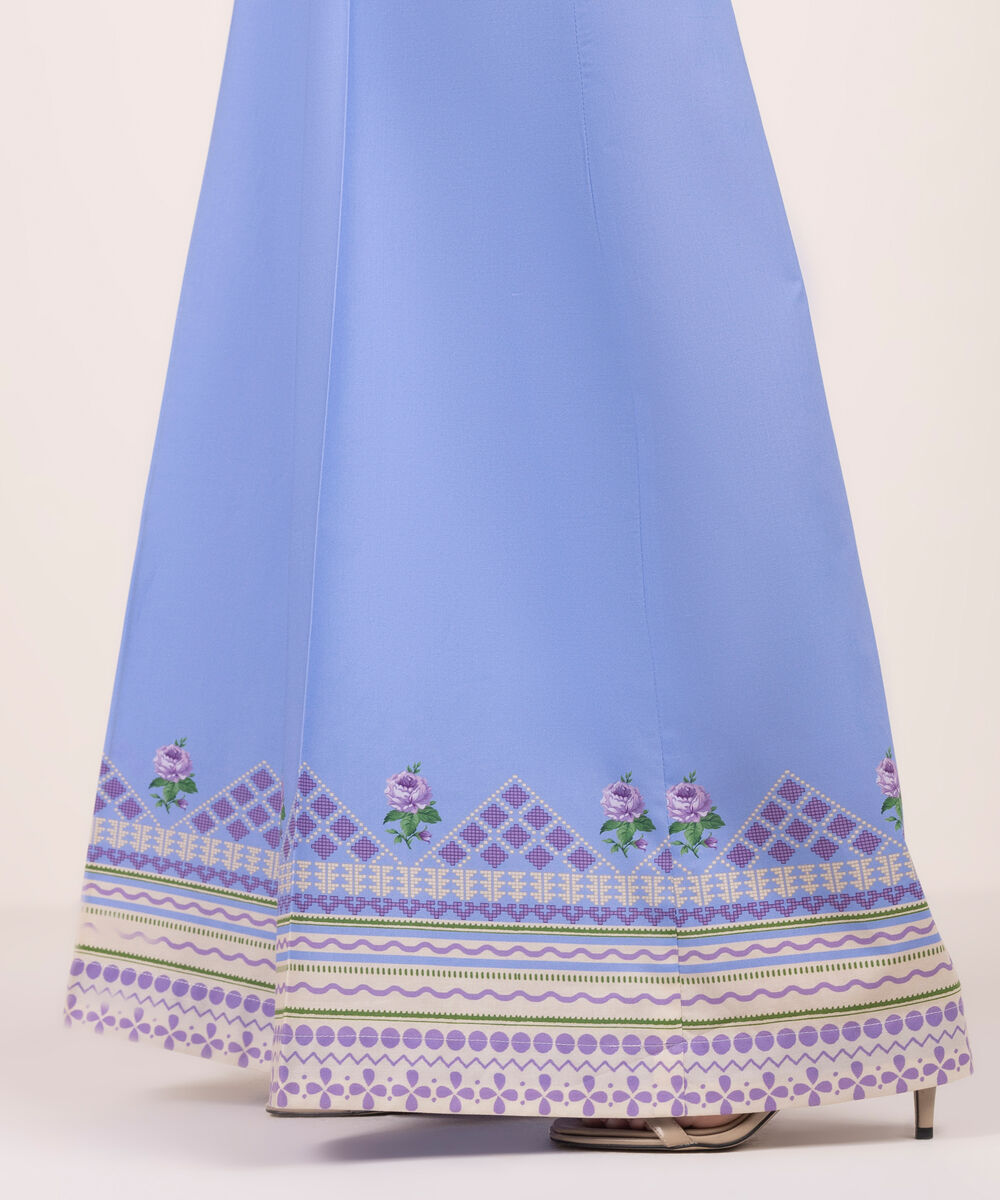 Women's RTW Lawn Printed Blue Flared Pants