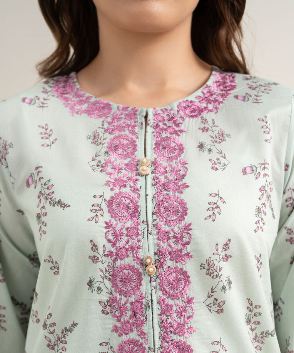 Women's RTW Lawn Embroidered Multi A-Line Shirt