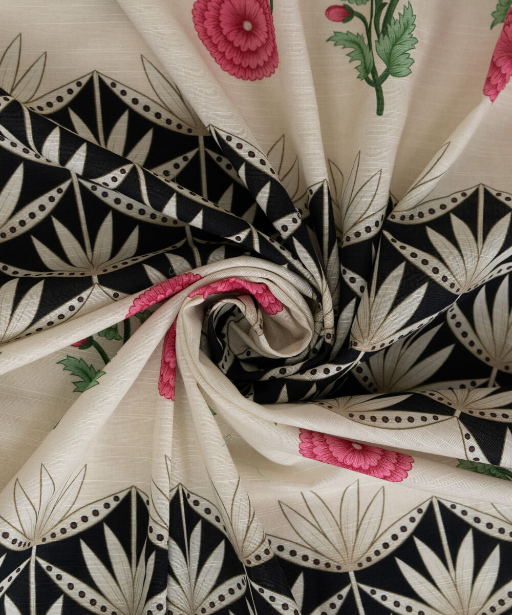 Light Khaddar Printed Off White Dupatta