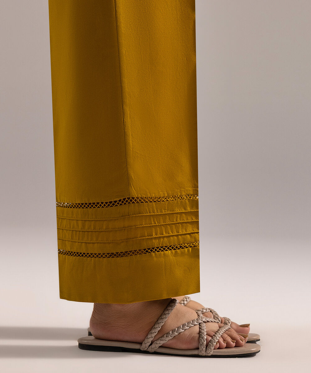 Women's RTW Cambric Solid Mustard Yellow Culottes