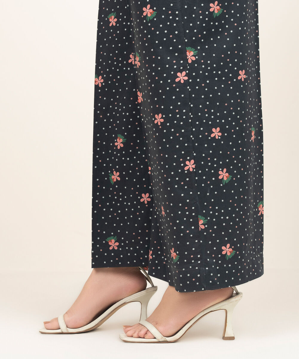 Women's RTW Cambric Printed Black Culottes