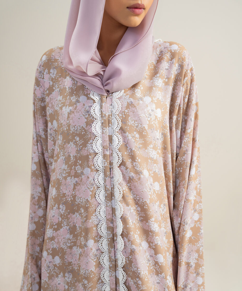 Women's Polyester Multi Printed Abbaya Set