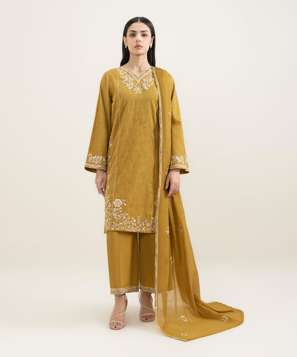 Manaar Embroidered Mustard Yellow Dupatta