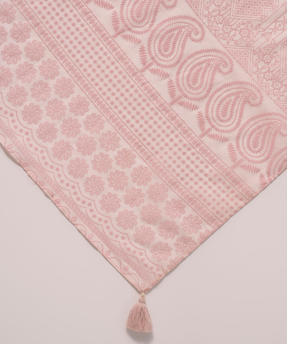 Textured Voile Printed Pink Dupatta