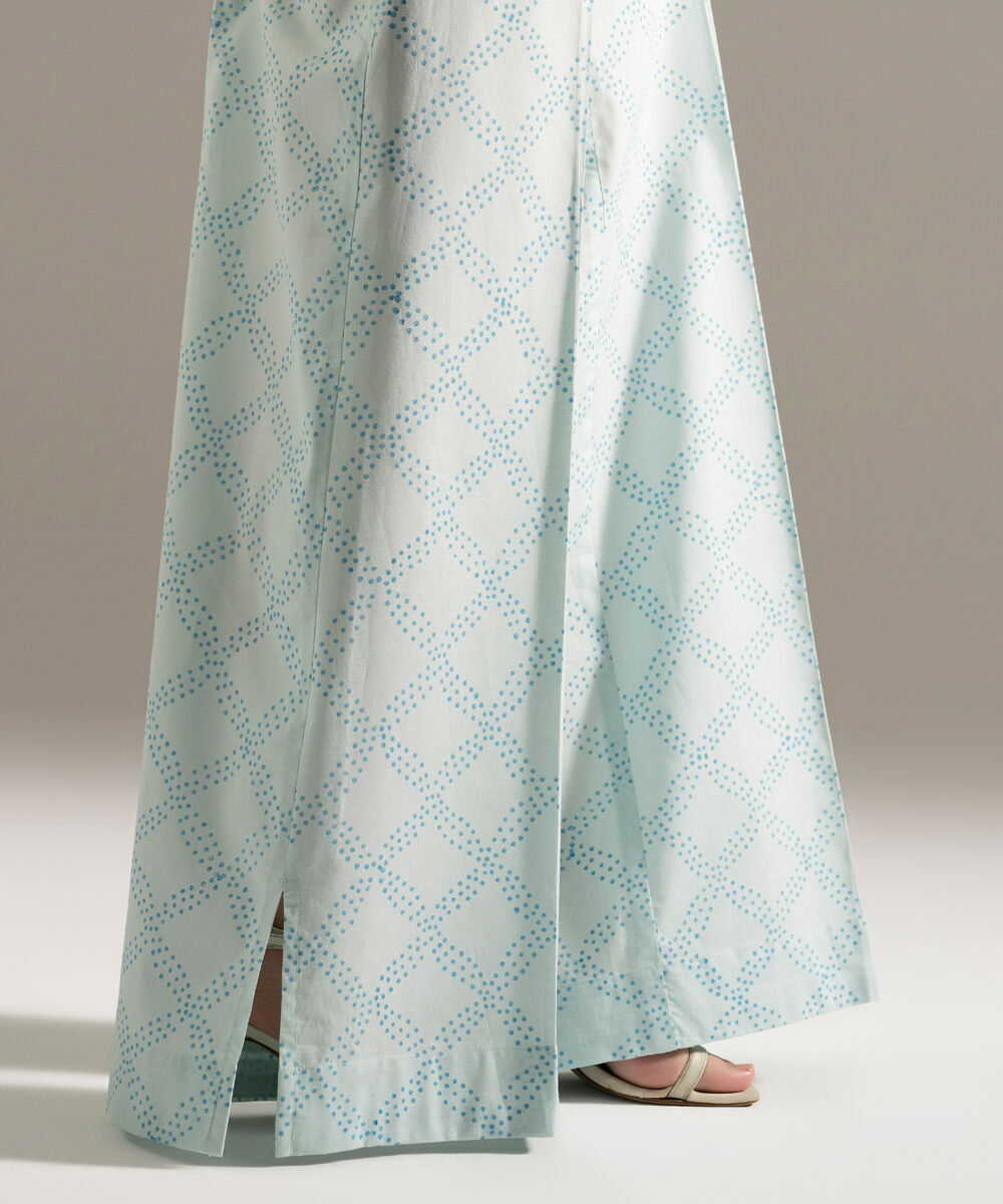 Women's RTW Cambric Printed Blue Flared Pants