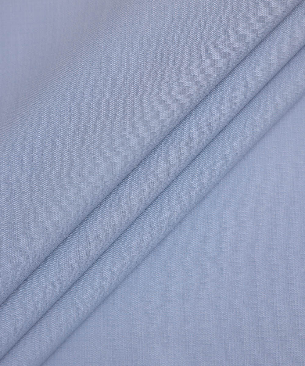 Men's Unstitched Blended Dobby  Blue Full Suit Fabric