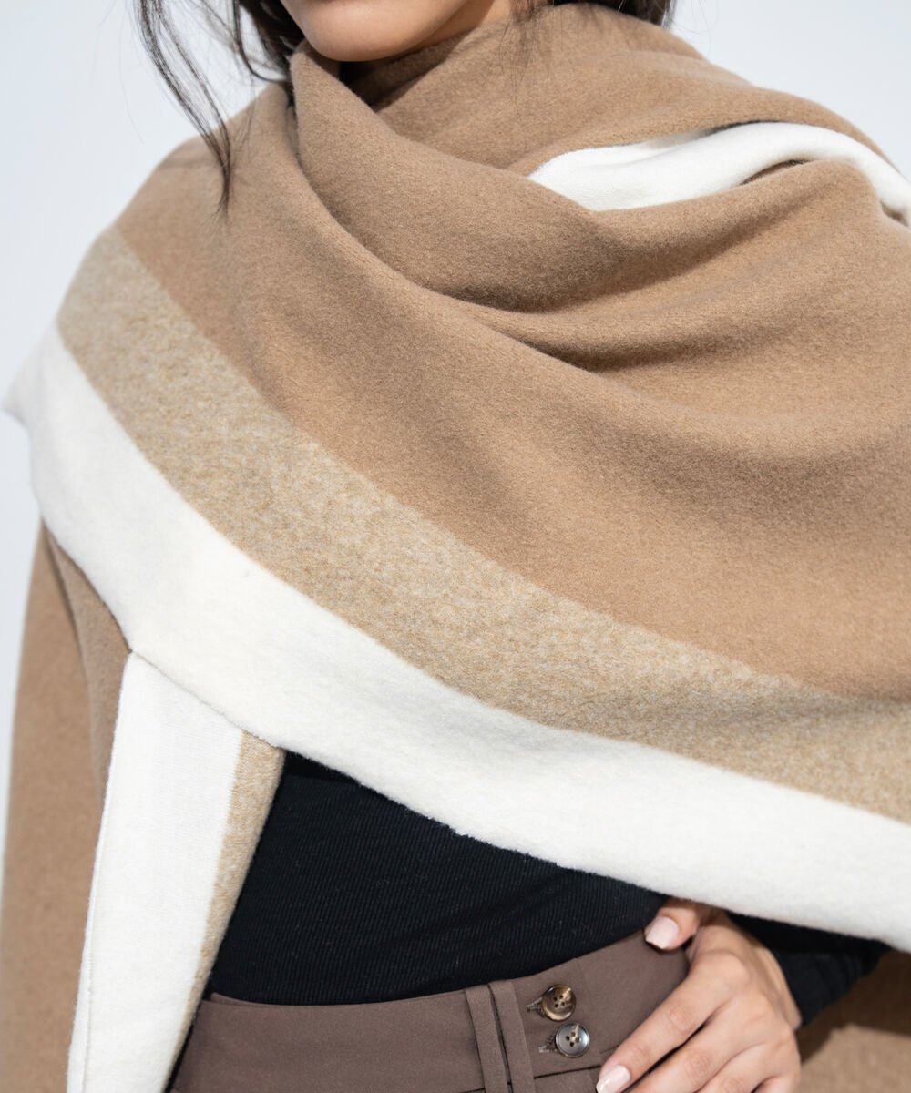 Women's Western Wear Beige & Off White Cape Shawl