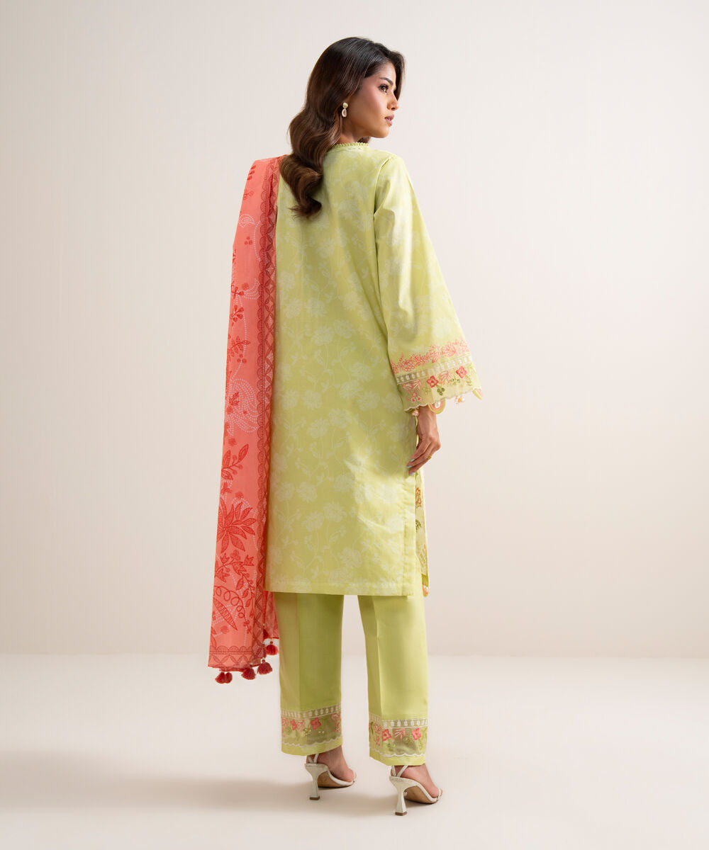 Women's Unstitched Lawn Embroidered Yellow  3 Piece Suit