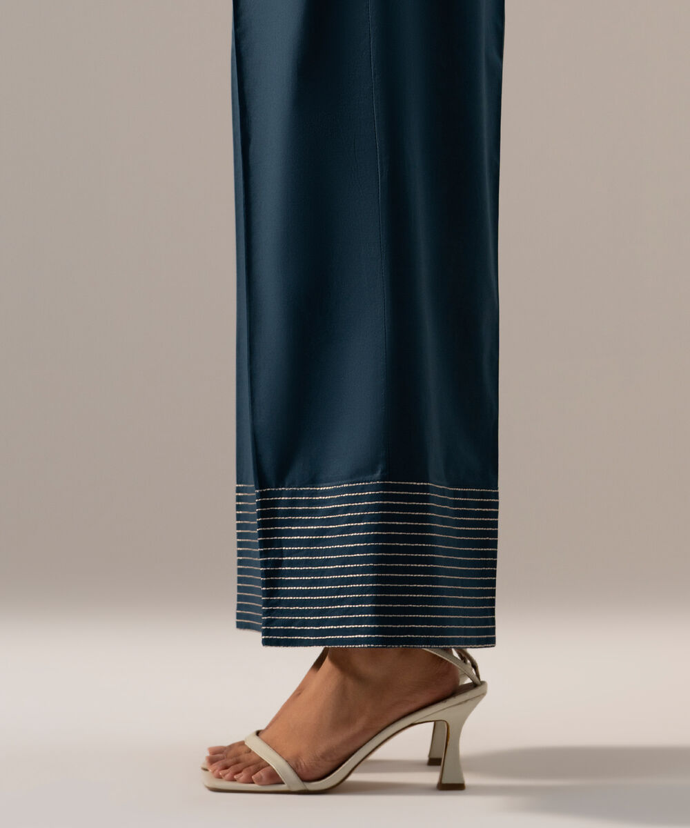 Women's RTW Cambric Solid Teal Farshi Shalwar