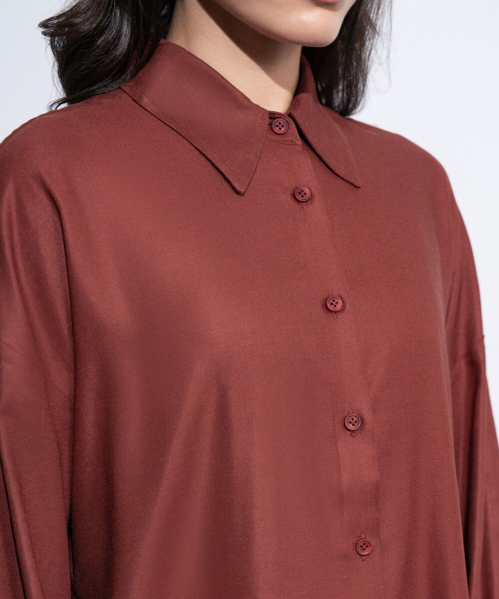 Women's Western Rust Loose-Fit Button Through  Shirt