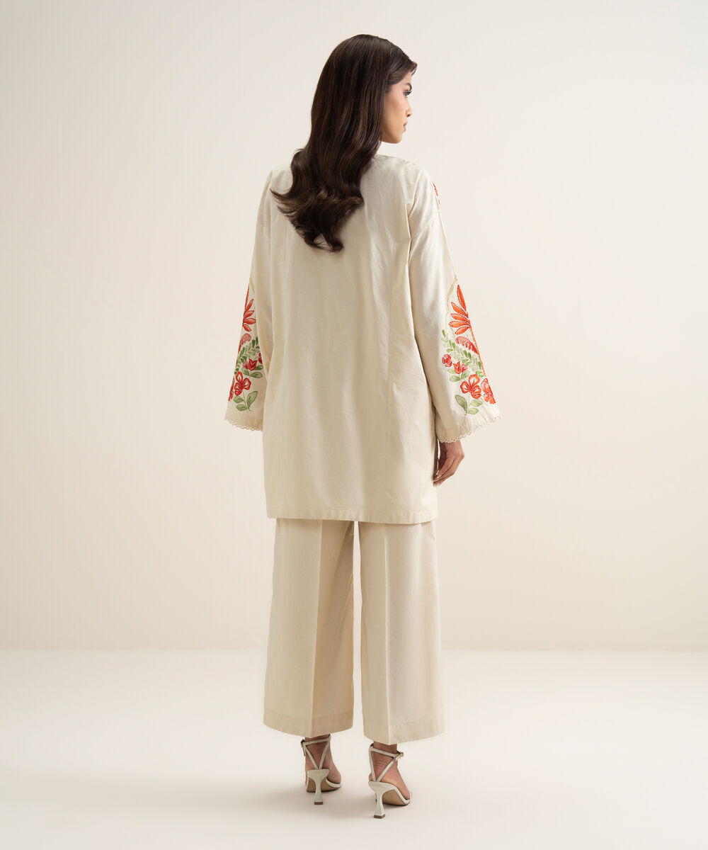 Women's RTW Self Jacquard Embroidered Multi Drop Shoulder Shirt