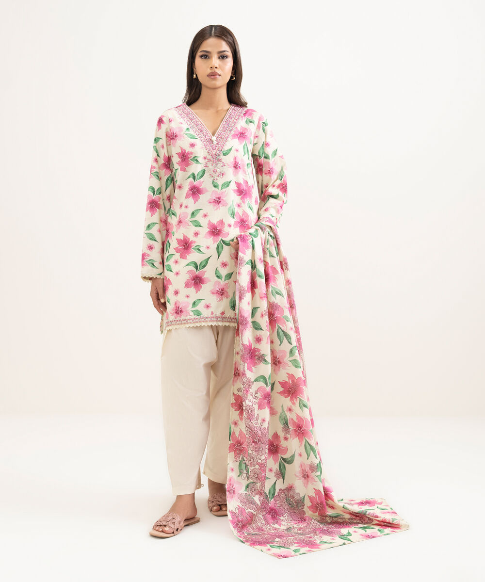 Women's RTW Cambric Embroidered Pale Yellow Straight Shirt