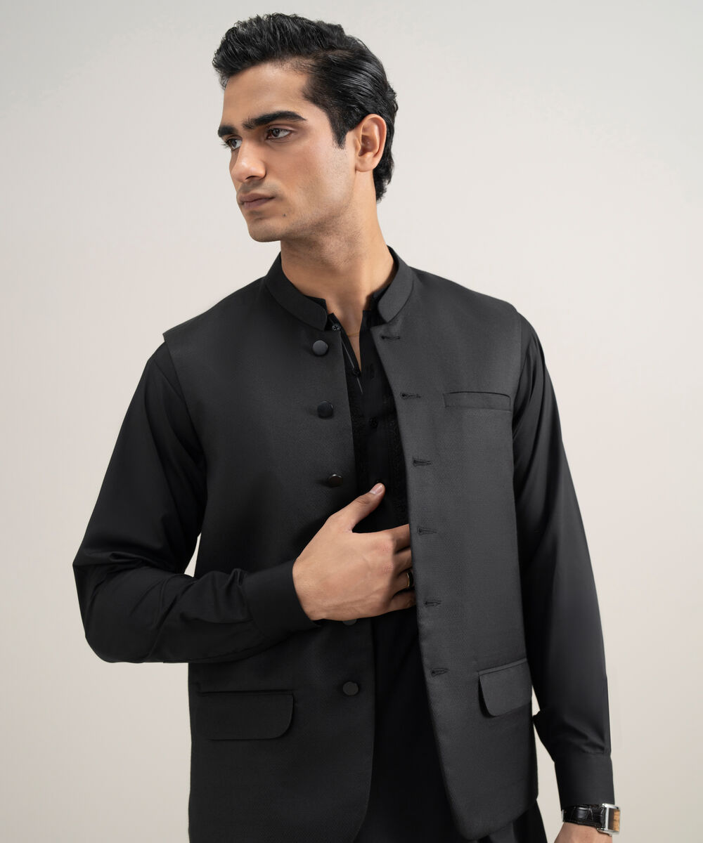 Men's Stitched Tropical Suiting Brown Waistcoat