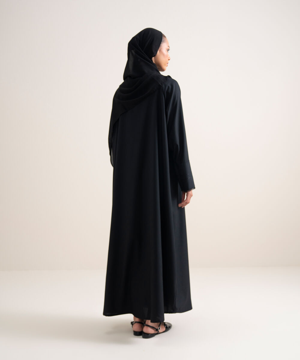 Women's Black Button Through Raglan Abbaya