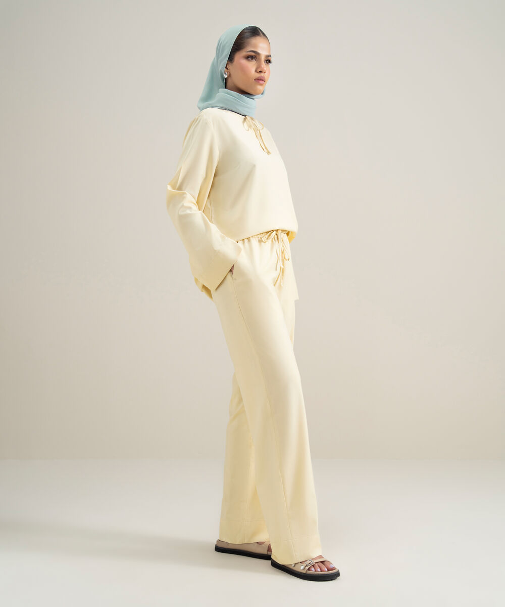 Women's Polyester Yellow Modest Trousers