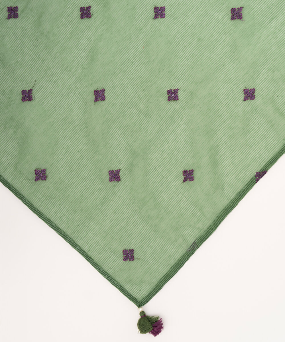 Blended Textured Karandi Green Embroidered Dupatta