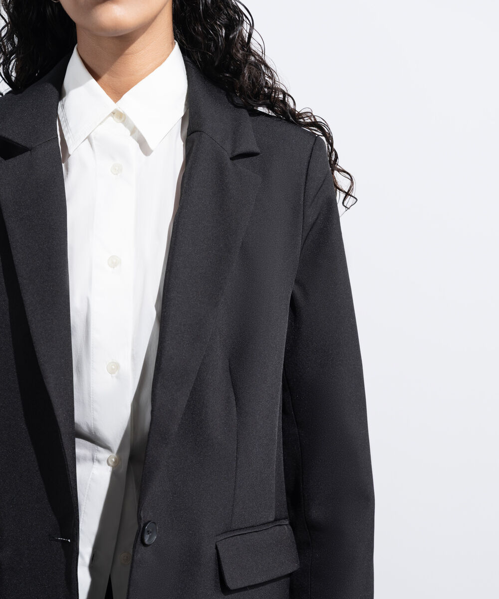 Women's Western Wear Black Loose-Fit Tailored Blazer