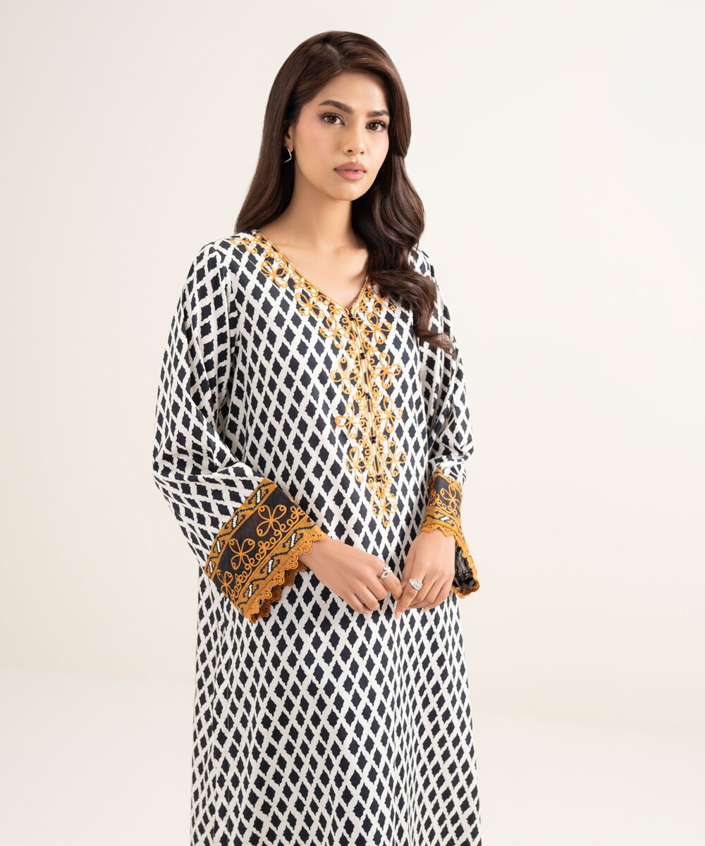 Women's RTW Lawn Embroidered Multi A-Line Shirt