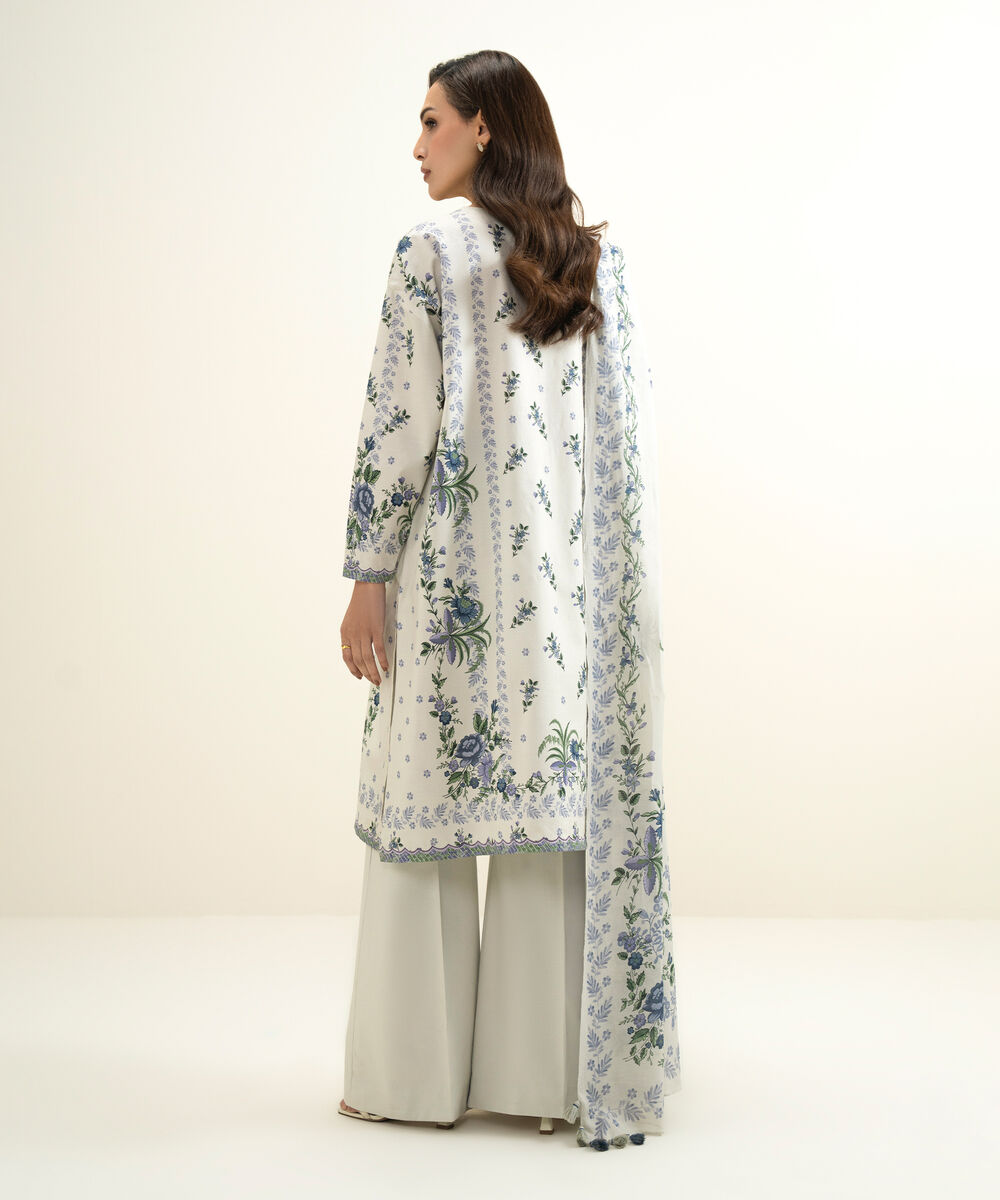 Women's Unstitched Lawn Embroidered Grey 3 Piece Suit