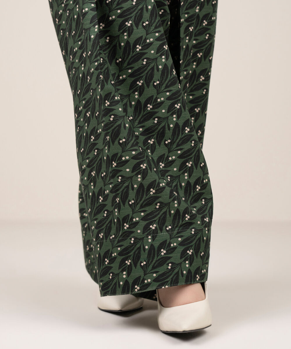 Women's RTW Khaddar Printed Green Farshi Shalwar