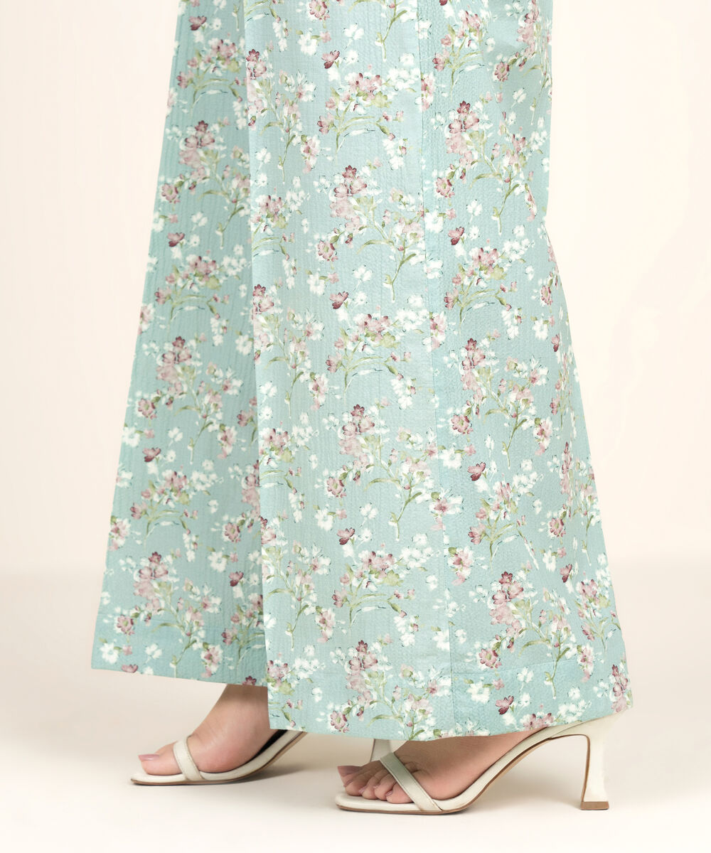 Women's RTW Seersucker Printed Dusty Mint Culottes