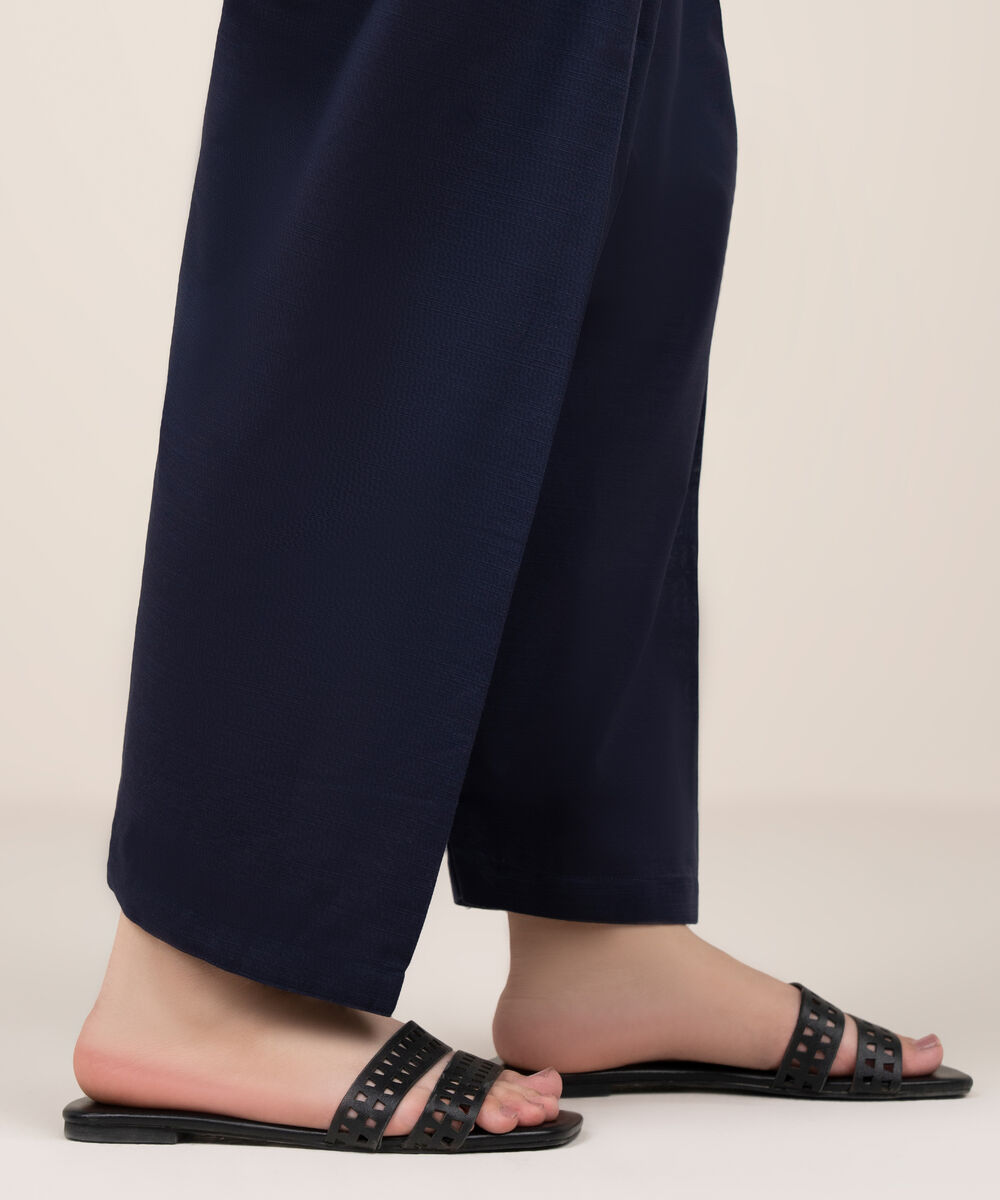 Women's RTW Khaddar Solid Blue Shalwar