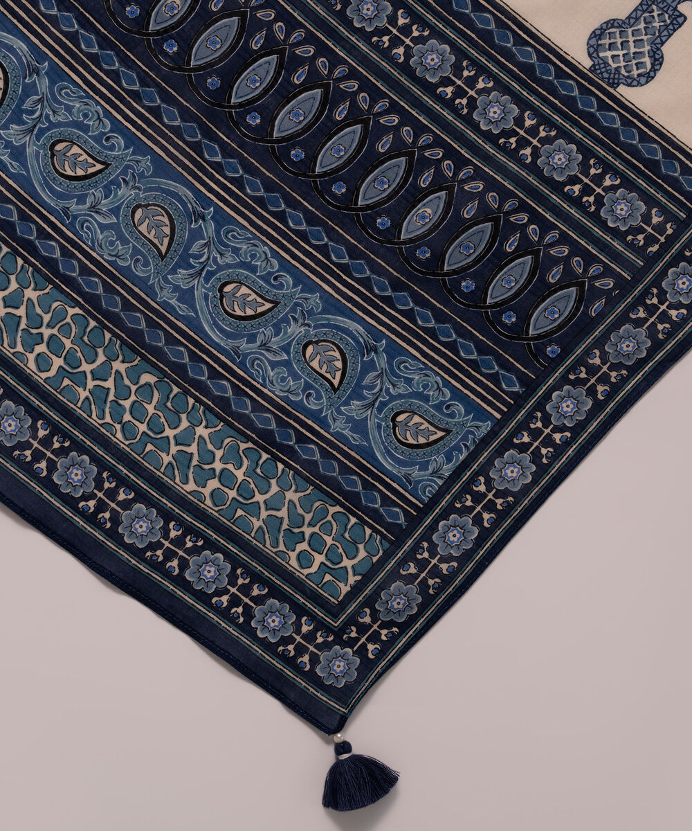 Lawn Printed Dark Blue Dupatta