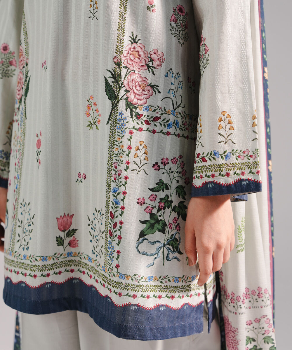 Women's RTW Leno Kara Printed Grey 3 Piece Suit