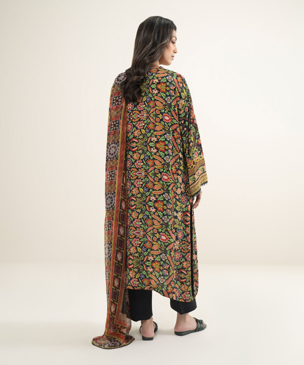 Women's RTW Bemberg Grip Printed Black 3 Piece Suit