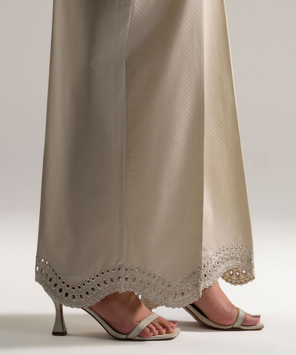 Women's RTW Dobby Embroidered Grey Culottes