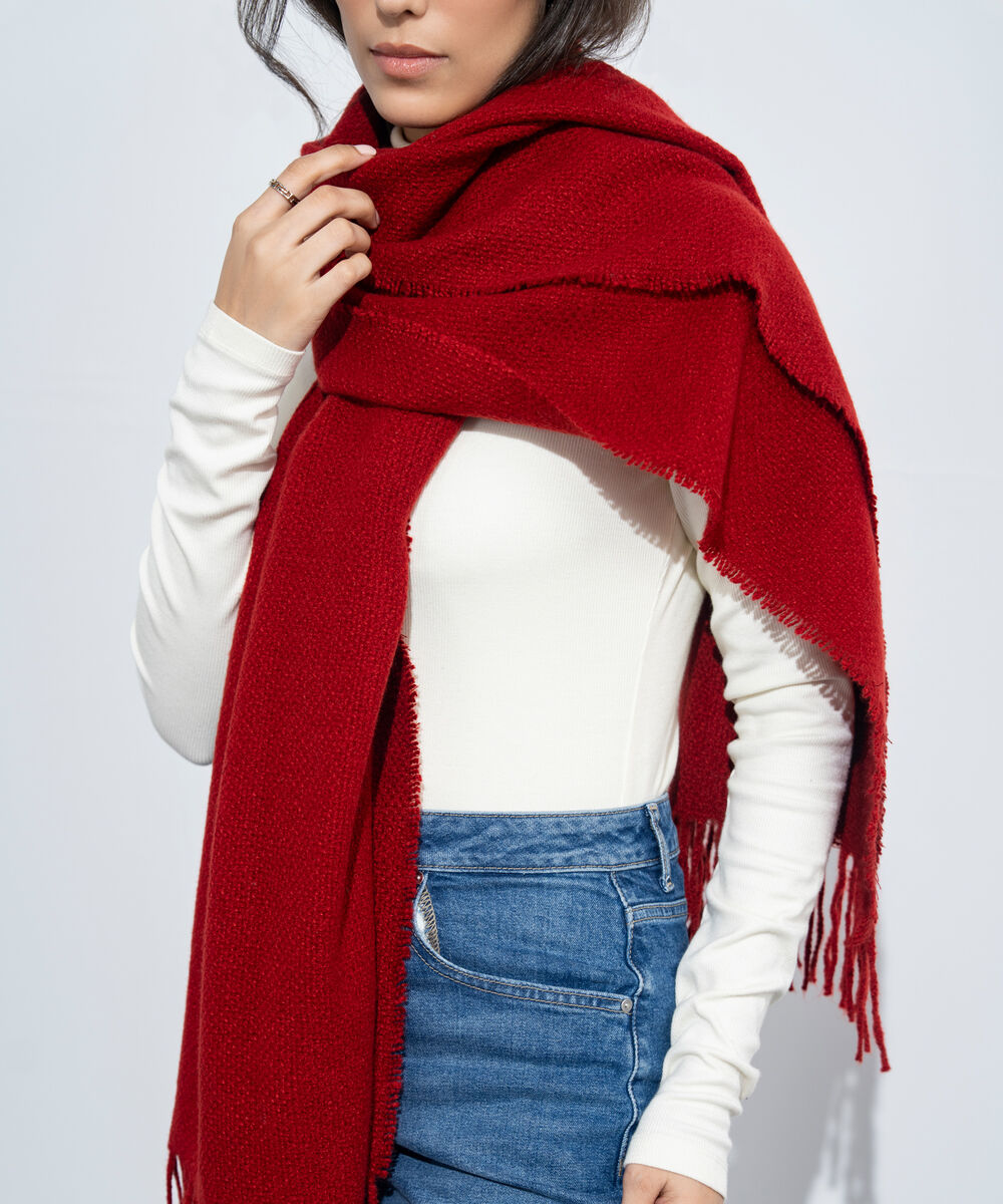 Women's Western Wear Red Woollen Scarf