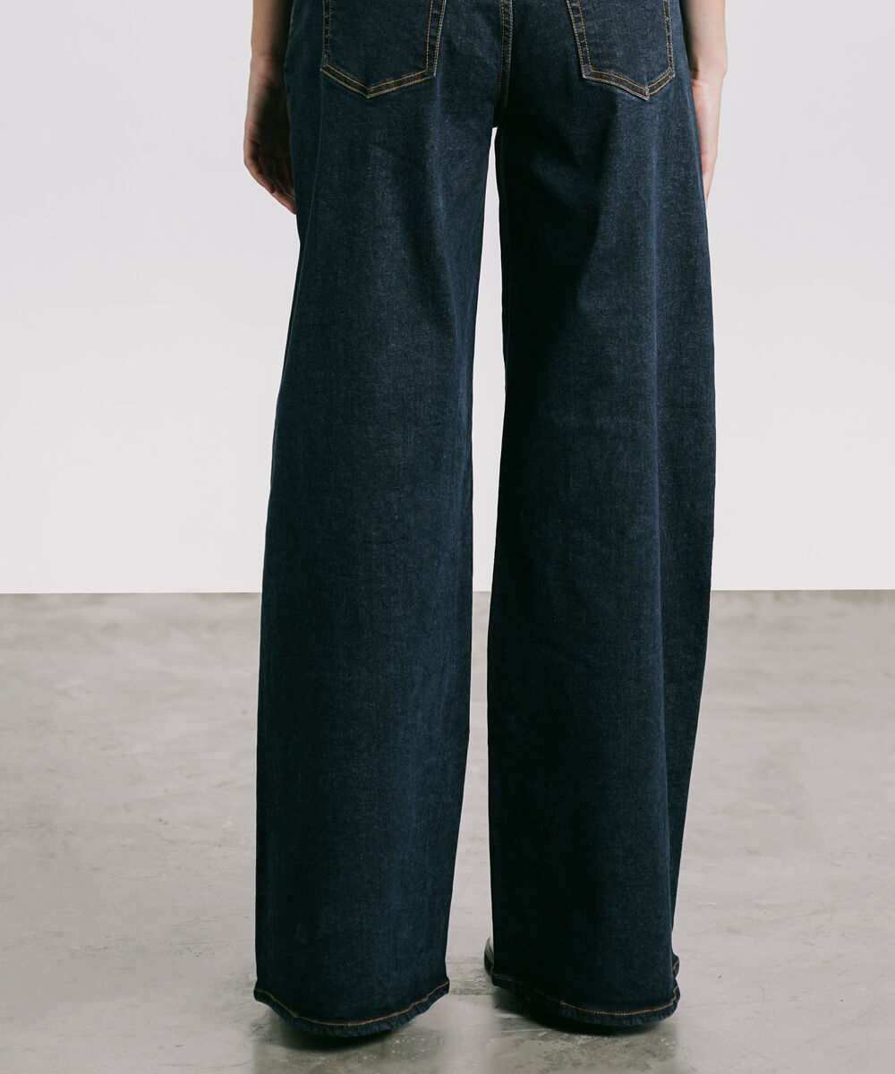 Women's Western Wear Blue High Rise Wide Leg Jeans