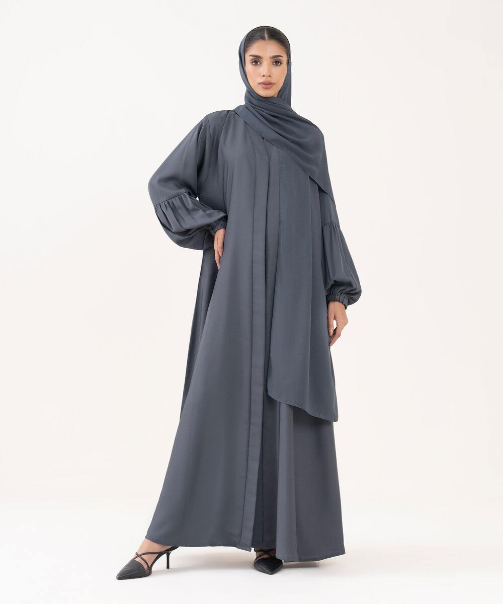 Women's Blue Polyester Abaya Set