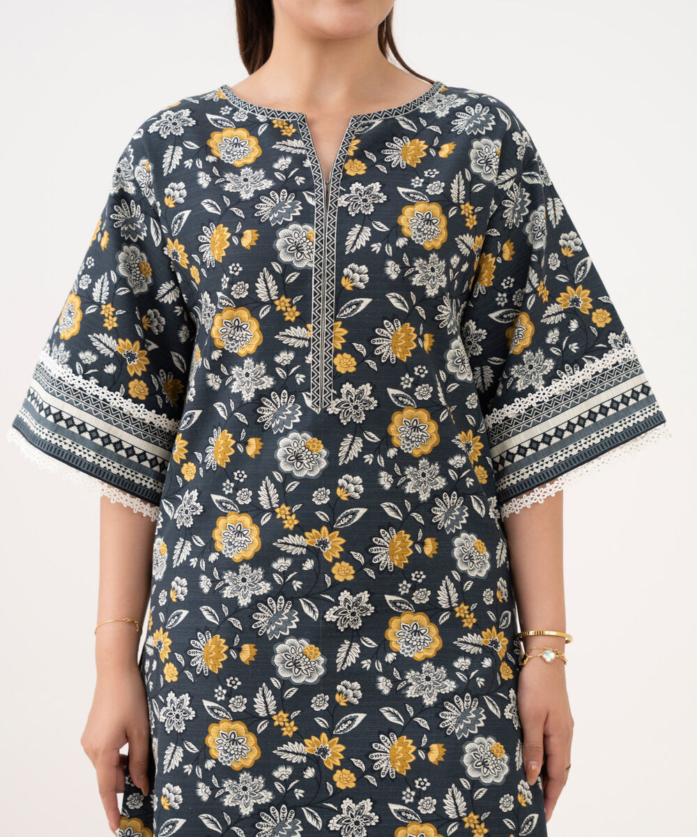 Women's Unstitched Cotton Printed Multi Shirt