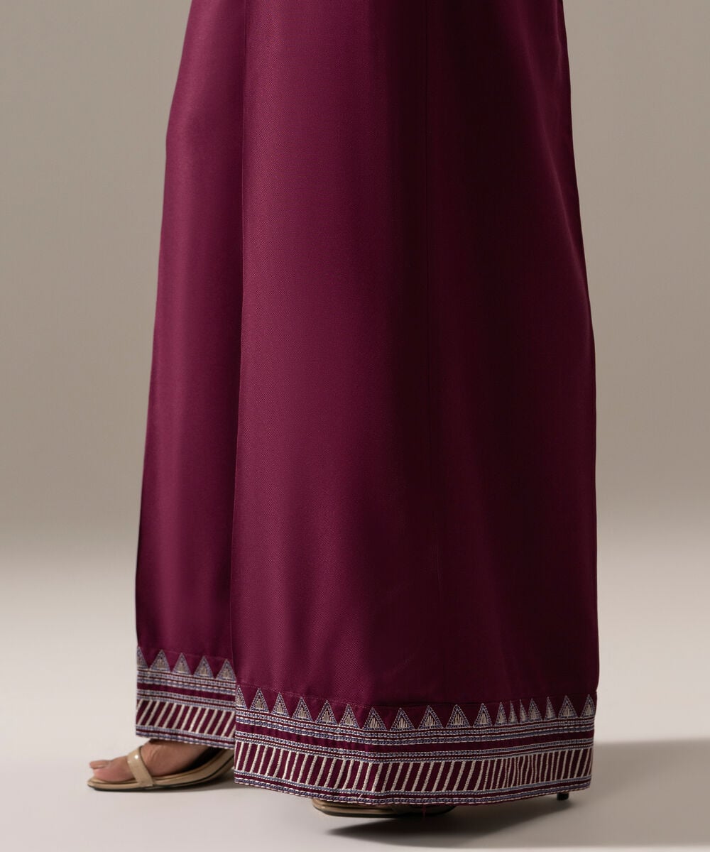 Women's RTW Bedford Solid Purple Flared Pants