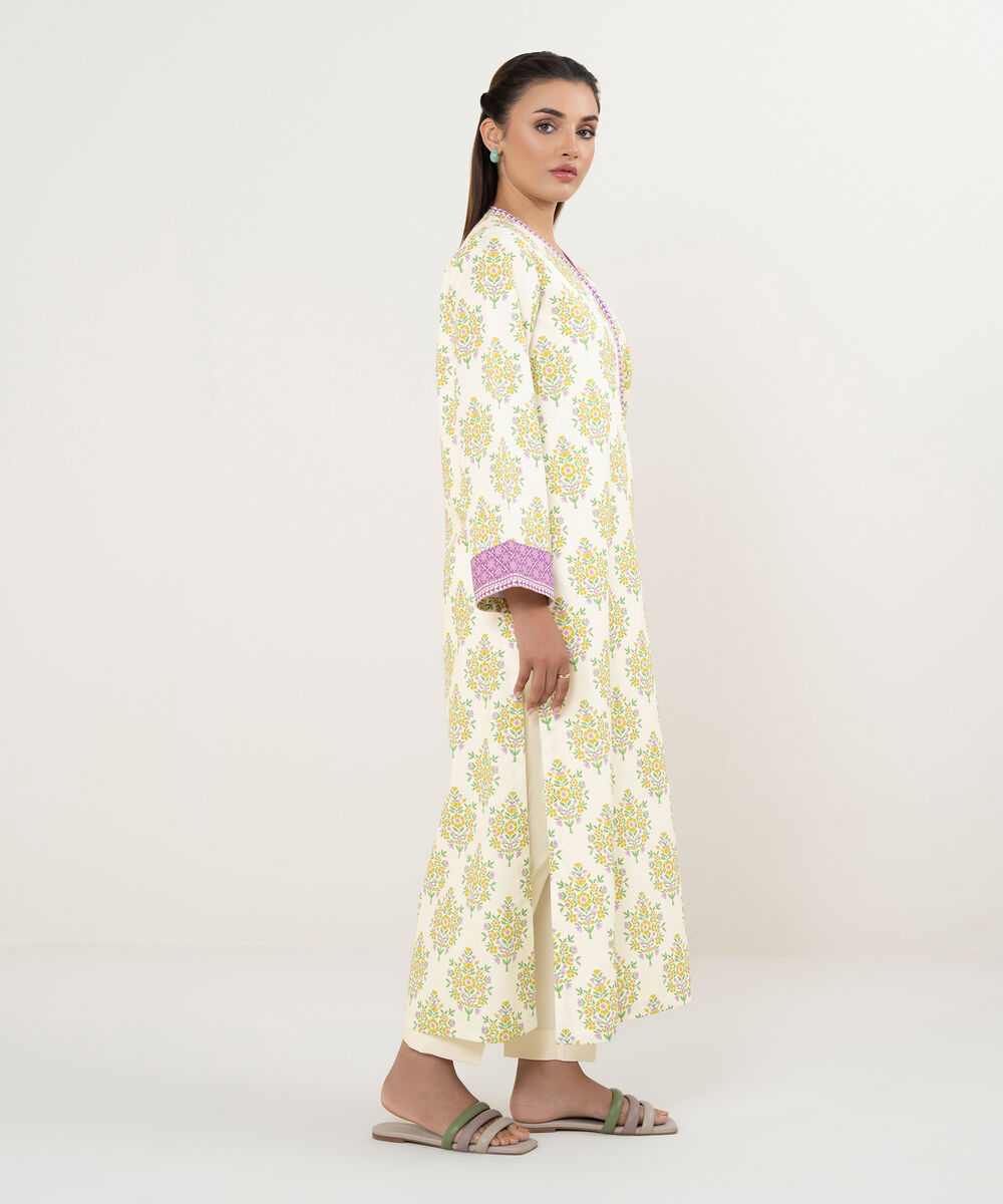 Women's Unstitched Cotton Printed Multi Shirt