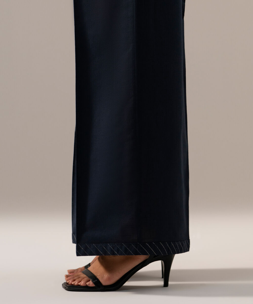 Women's RTW Cross Hatch Solid Dark Blue Culotte