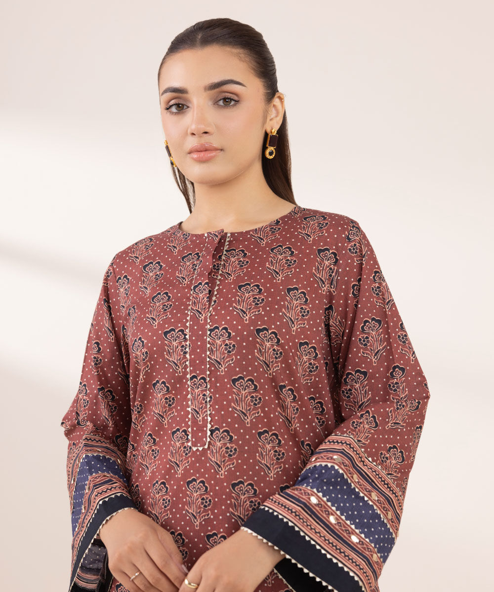 Women's RTW Lawn Red Printed A-Line Shirt
