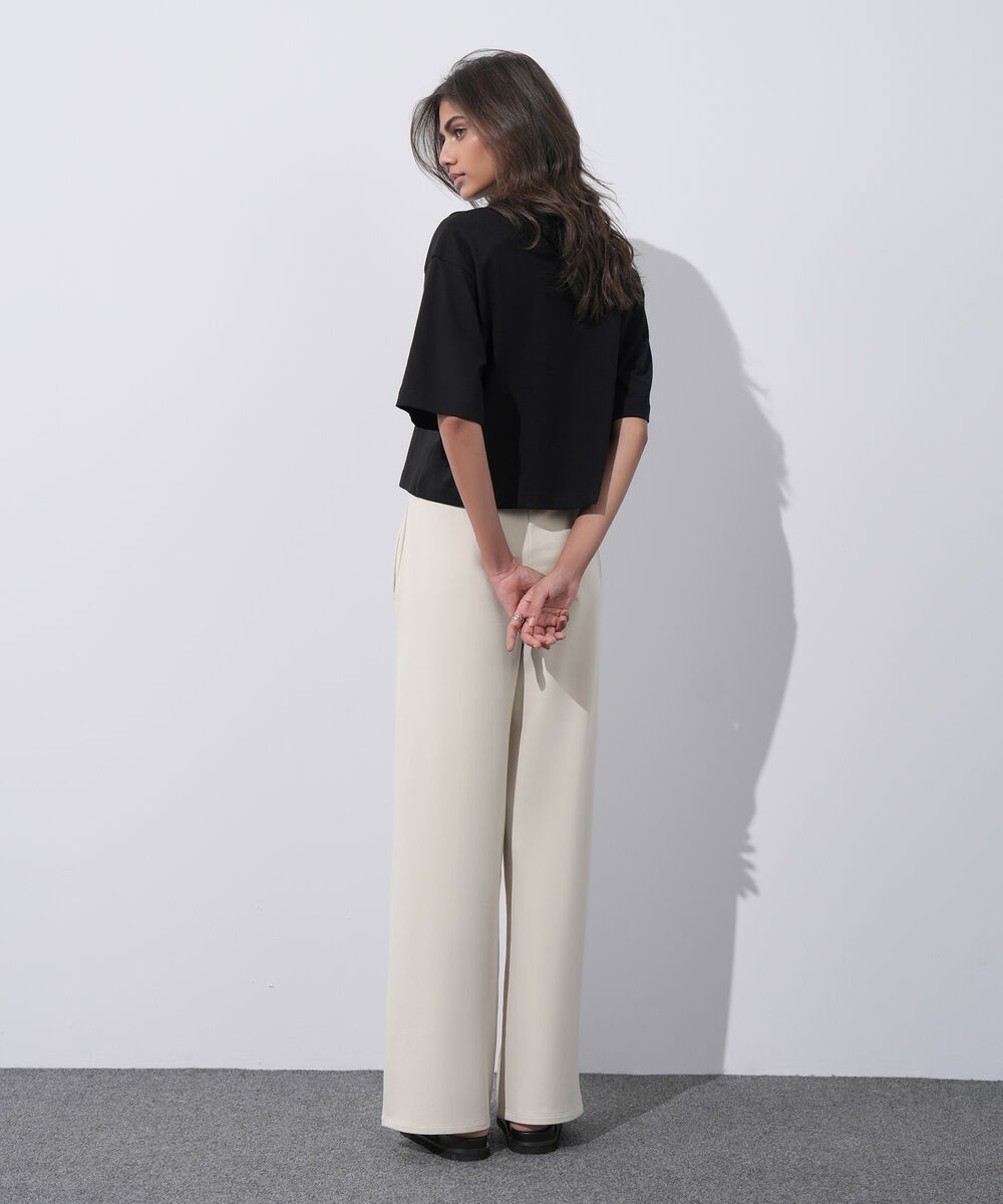 Women's Western Wear Black Cropped T-Shirt