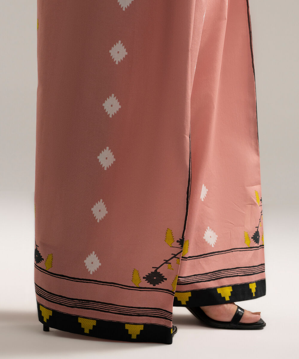 Women's RTW Cambric Printed Pink Farshi Shalwar