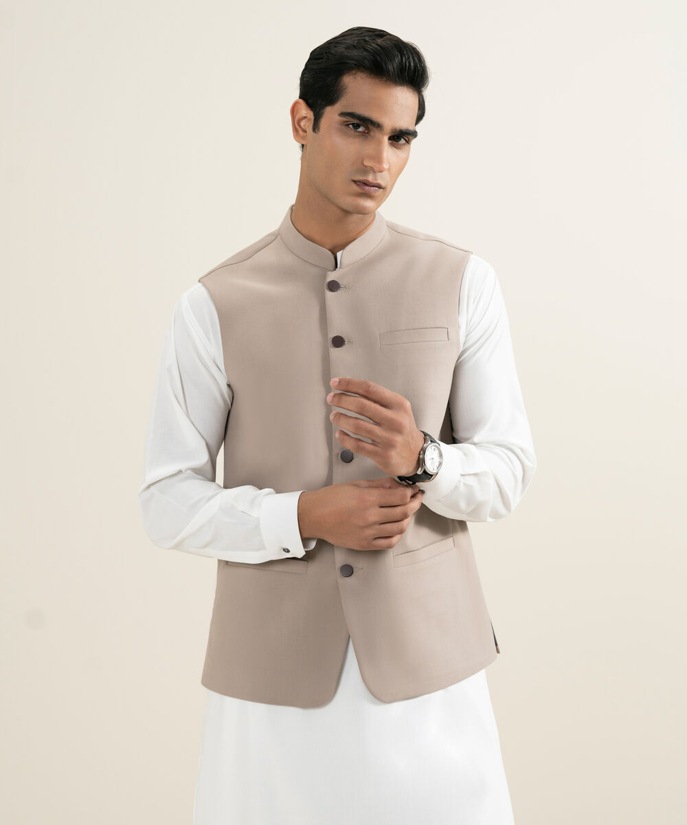 Men's khaki Premium Wash & Wear Waistcoat