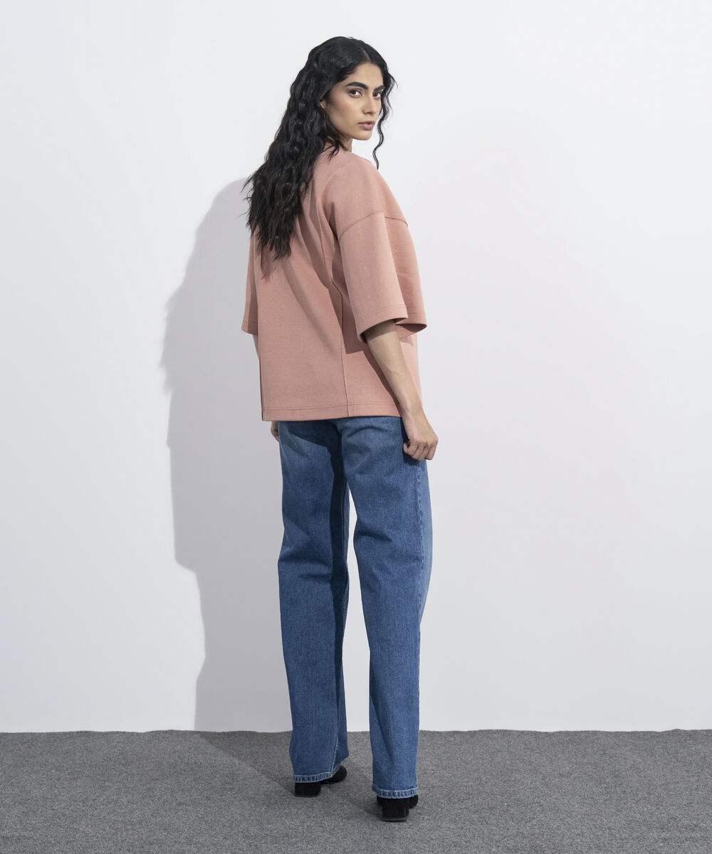 Women's Western Wear Pink Loose Fit Jersey T-Shirt