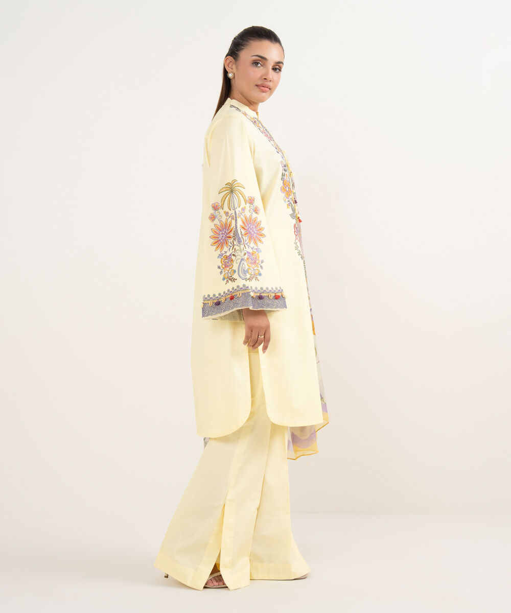 Women's Unstitched Textured Lawn Dyed Three Piece Suit