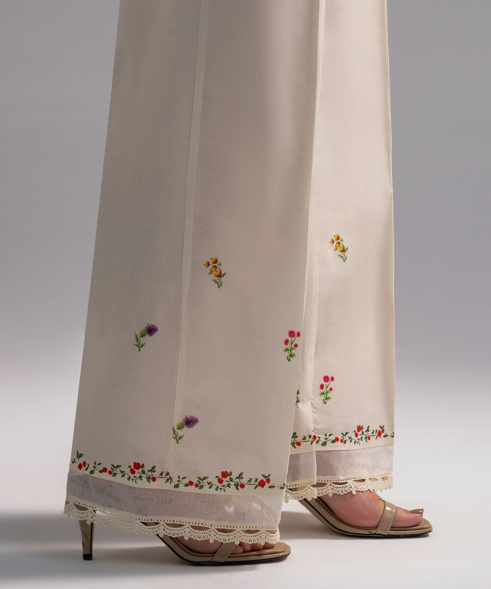Women's RTW Cambric Printed White Culottes