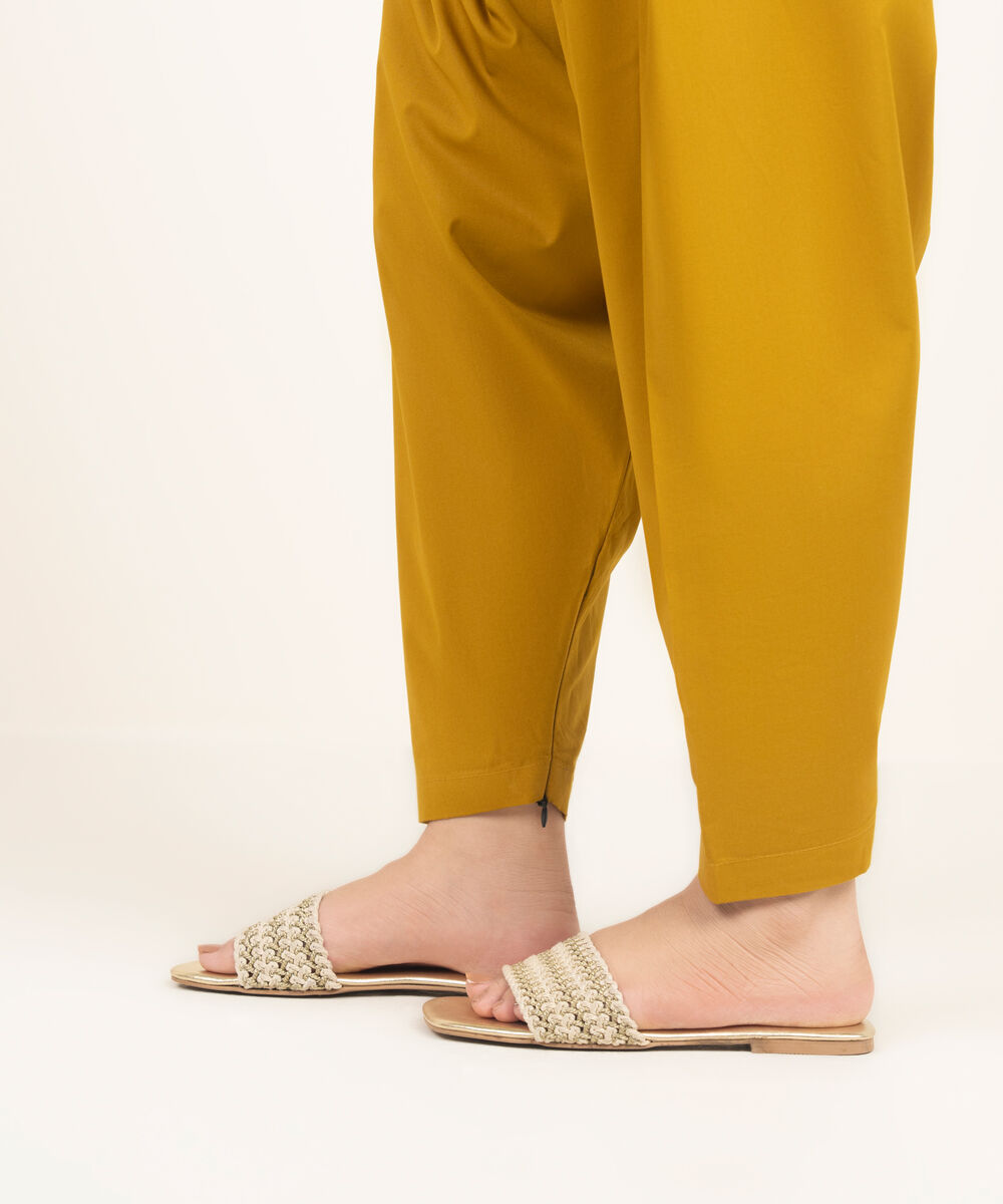 Women's RTW Lawn Solid Yellow Shalwar