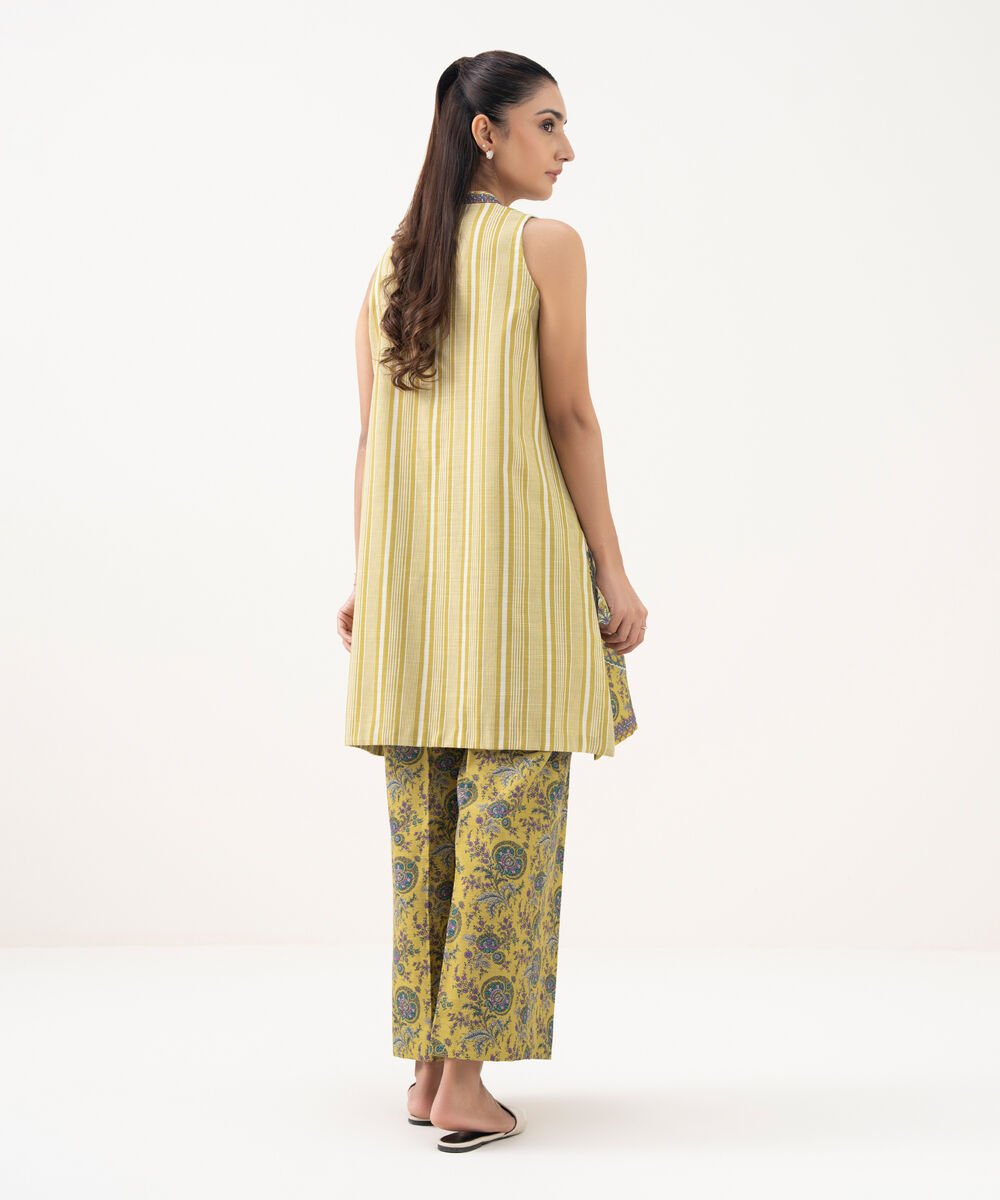 Women's Unstitched Light Khaddar Embroidered Yellow 2 Piece Suit