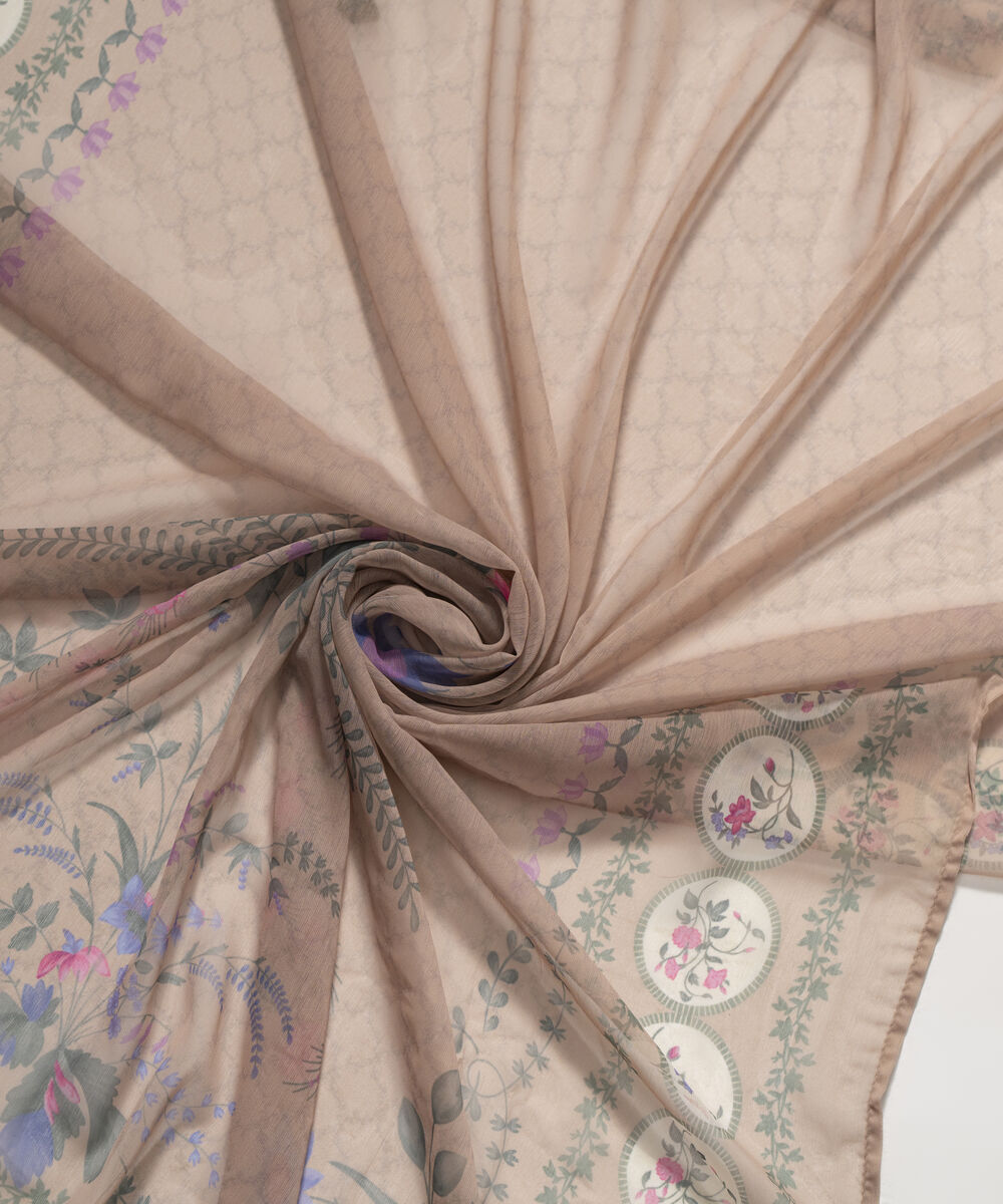 Women's RTW Blended chiffon Printed Pale Pink Dupatta