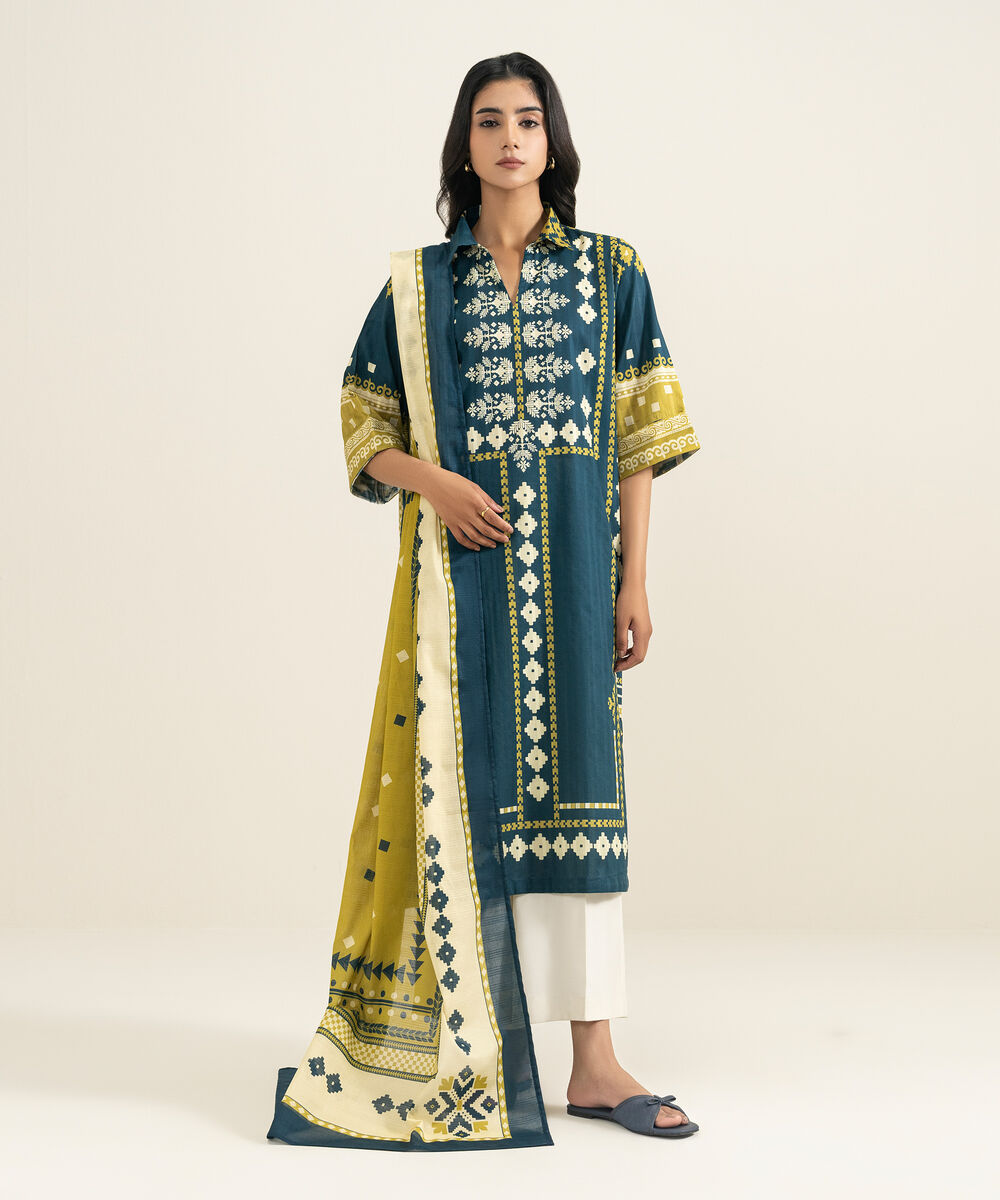 Textured Voile Printed Dupatta